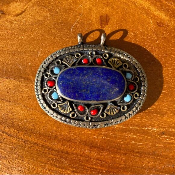 🪬HP🪬 VINTAGE Turkish Silver Lapis Lazuli Pendant - Picture 1 of 1